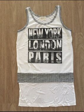 The Classic White and Gray Tank Top with City Print